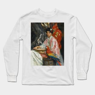 Lady With A Parrot by Julius LeBlanc Stewart Long Sleeve T-Shirt